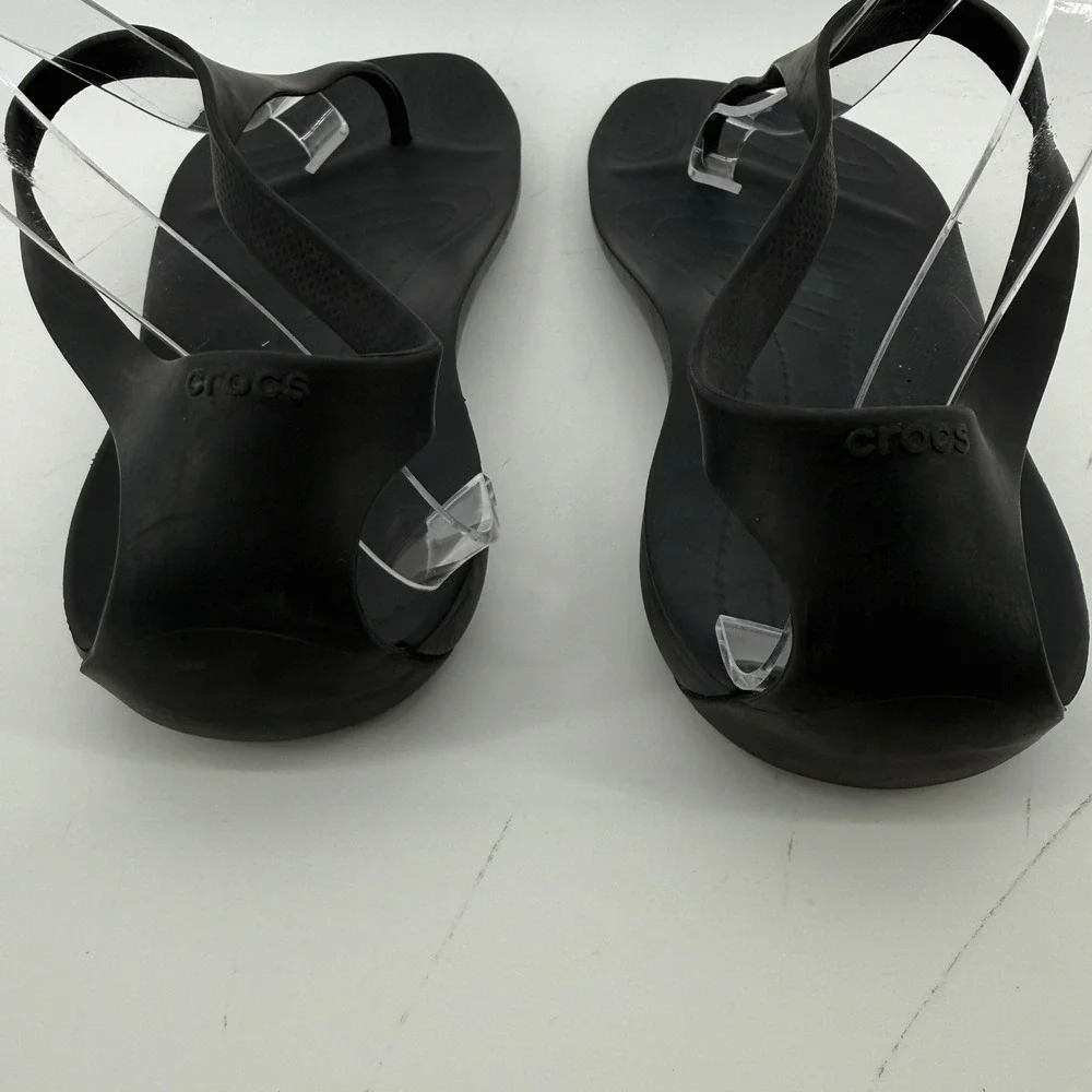 Crocs Sexi Flip Sandal Slip On Black Women 11 Slingback Thong Casual Barefoot